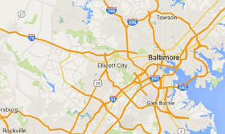 A map of the greater Baltimore Maryland area